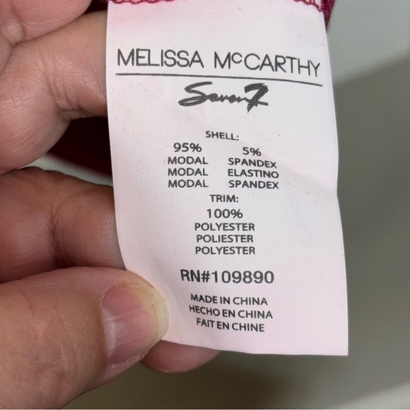 Melissa McCarthyxSeven7 Women’s Large Tunic Top Cowl Neck Red Modal Long Sleeve - Picture 2 of 11